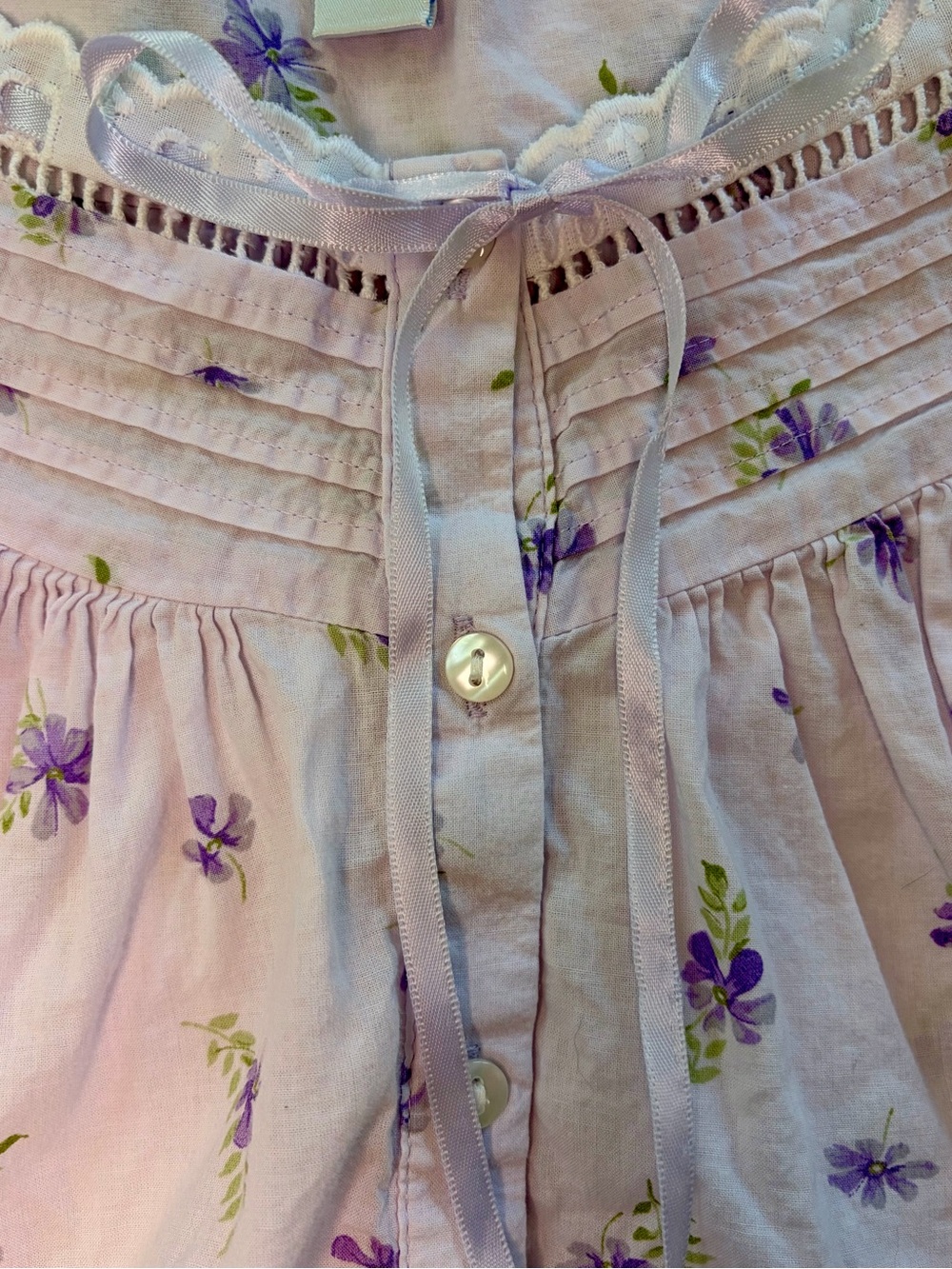 Vintage Lavender Floral Dress Lace Trim Cottagecore Maxi Cotton - Picture 5 of 13